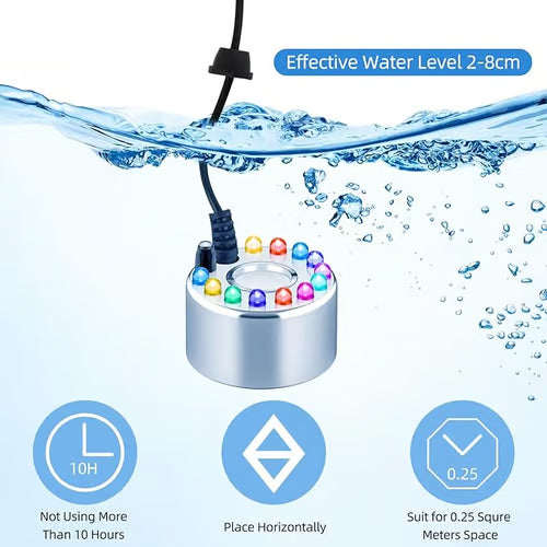 ⏳🔥LIMITED-TIME 50% OFF! ⏰💨 12-LED Ultrasonic Mist Maker Fogger – Creates cool mist & colourful light – Perfect for humidifiers, fountains or Halloween decor – runs quietly in water 💧✨