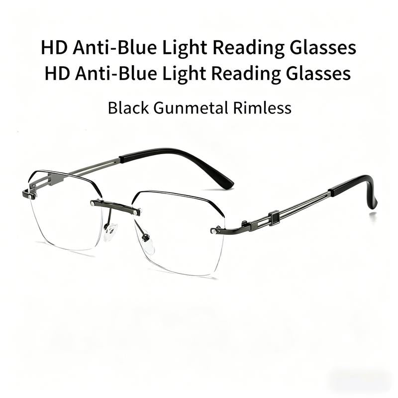 ⏳LAST DAY SALE ONLY￡9.99!!🔥Frameless Blue Light Blocking Glasses – Ultra-Light Titanium Build, Anti-Glare Lens 👓