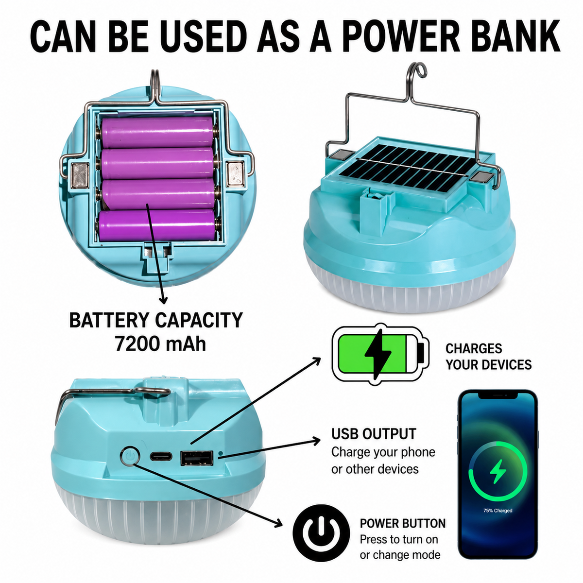 GENUINE (Real 7200mAh battery) 400W UFO LED emergency light