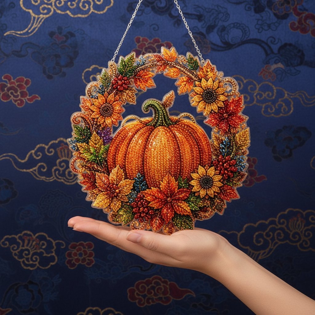 🥳2026 BESTSELLER🥳 Pumpkin Diamond Painting Wreath – Complete DIY Kit, High-Gloss Resin – Wreath Design – Calming Craft & Stunning Decor! 🛡️💨