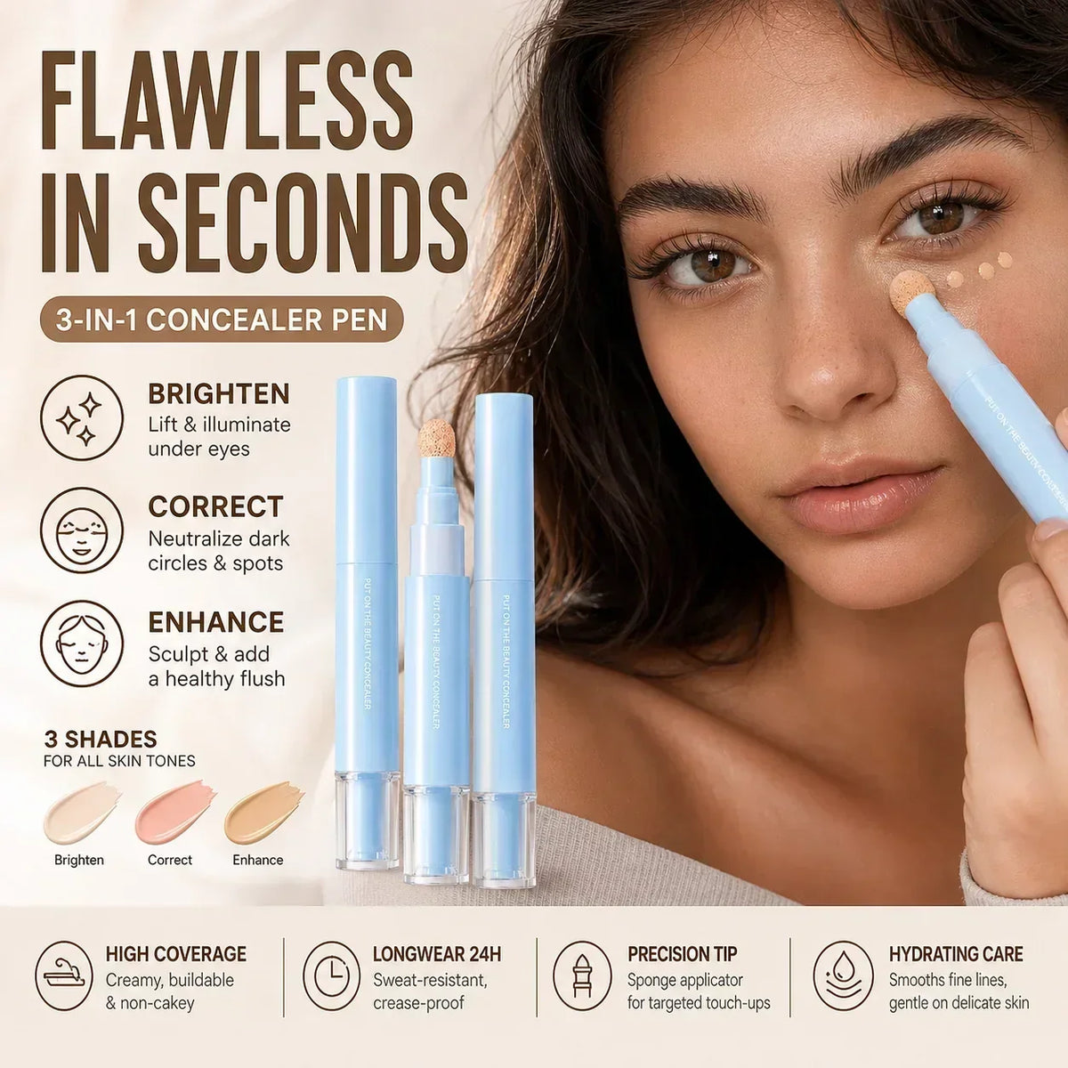 ⏰BUY 1 GET 1 FREE – LAST CHANCE⏰ Multipurpose Hydrating Concealer Pen – High Coverage, 24H Wear – Blendable, Non-Caking – Portable Touch-Ups! 🔥