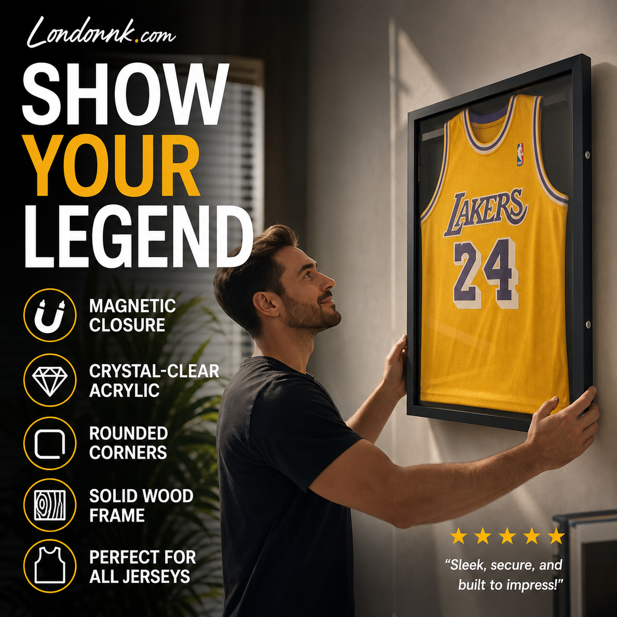 🔥Last Day Sale 60% OFF⏰🖼️👕Wooden Jersey Display Frame with Magnetic Door🎁