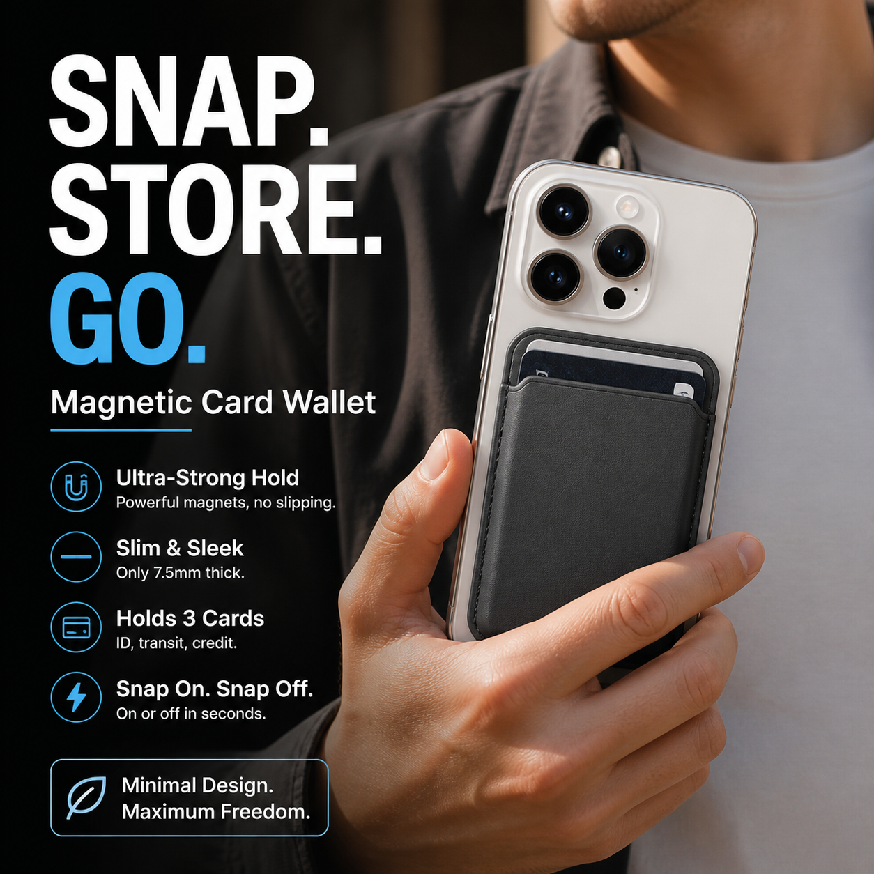 🥳HOT SALE🥳💞49K+ SOLD! Card Wallet – From £4.99! Snap-on, holds 3 cards & ultra-thin. Travel light – grab yours! ✅