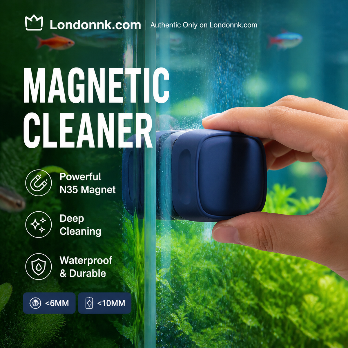 🐟 50% OFF! 50K+ sold! Magnetic aquarium cleaner – dual brush, strong N35 magnet, cleans both sides at once! 🧽✨