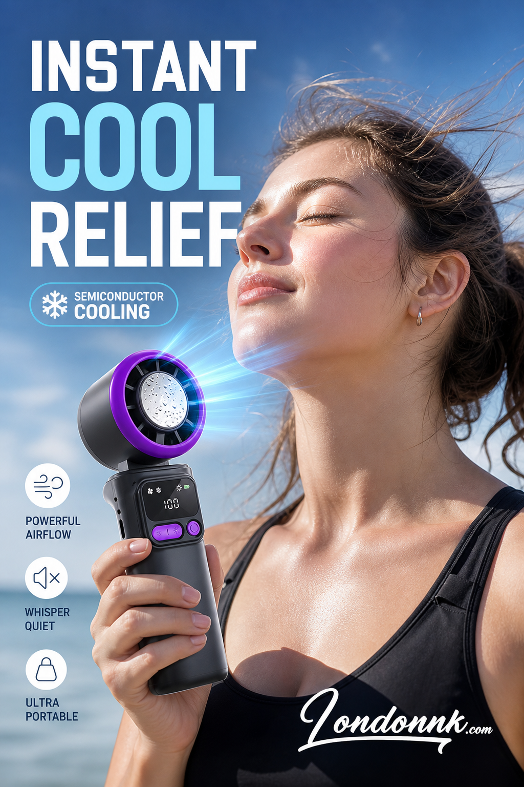 ❄️🌬️ 55% OFF!| Portable Neck Fan with Semiconductor Ice Cooling Plate | 3600mAh Foldable Personal Air Conditioner | LED Display & Type-C Charging