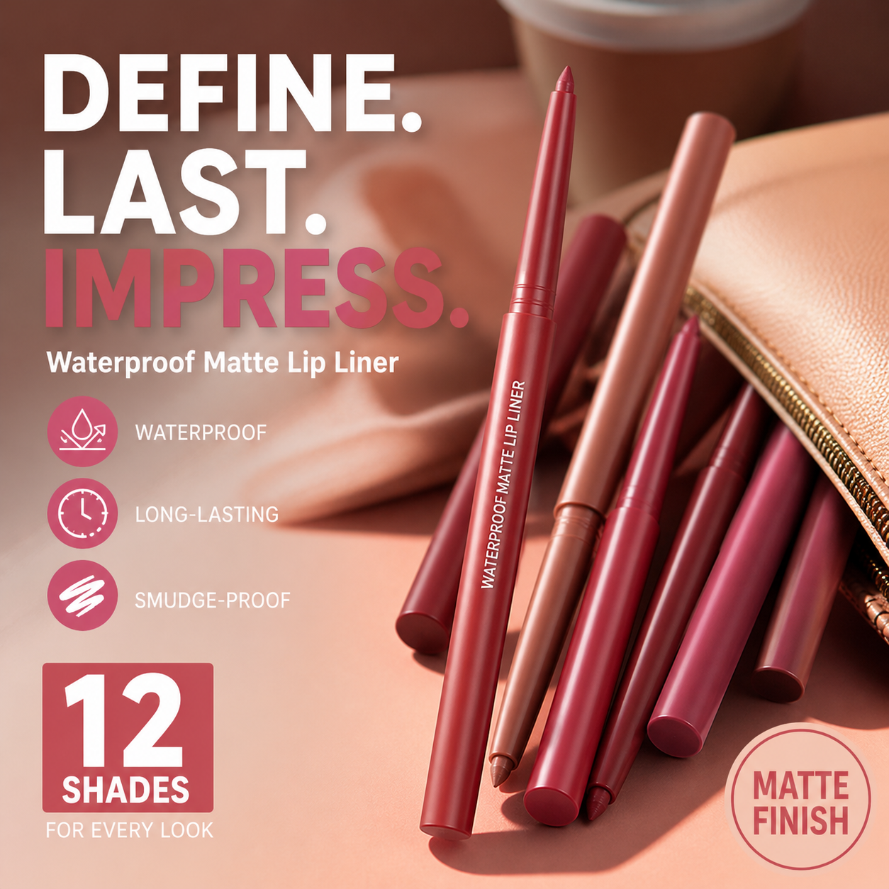 ⏰50% OFF – LAST CHANCE⏰ Waterproof Matte Lip Liner Set – 12 Shades, Smudge-Proof – Long-Lasting, Gentle Formula – Slim & Portable! 🔥
