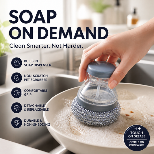 🥳HOT SALE🥳💞10K+ SOLD! Scrubber Brush – From £4.99! Built-in soap, non-scratch & ergonomic. Clean pots easily – grab yours! ✅