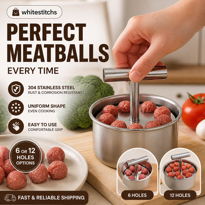 🥳HOT SALE🥳💞50K+ SOLD! Meatball Mould – From £8.99! 304 steel, 6/12 holes & ergonomic. Perfect balls every time – grab yours! ✅