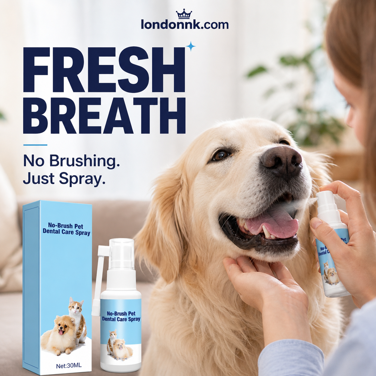 🧴 50% OFF NOW! Dental spray for pets – no brush required – natural peppermint – eliminates bad breath & plaque 🐾✨