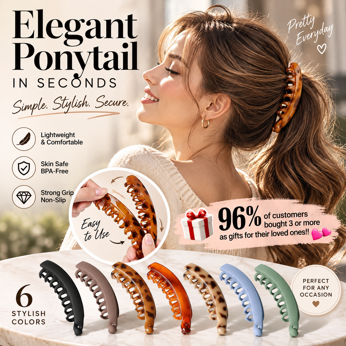 🥳HOT SALE🥳💞50K+ SOLD! Banana Hair Clips – From £6.99! Non-slip, easy open & 6 colors. Elegant ponytails – grab yours! ✅