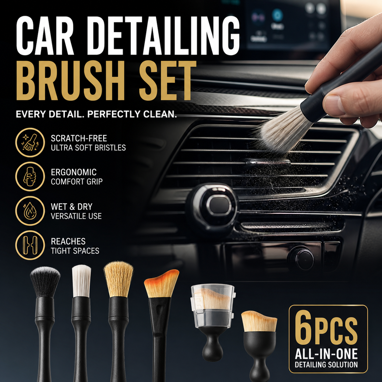 🥳HOT SALE🥳💞50K+ SOLD! Detailing Brush Set – From £5.99! Scratch-free, versatile & ergonomic. Showroom clean – grab yours! ✅