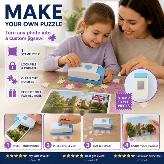 🥳HOT SALE🥳💞10K+ SOLD! Jigsaw Punch – From £12.99! Turn photos into puzzles, stainless blade & portable. Creative fun – grab yours! ✅