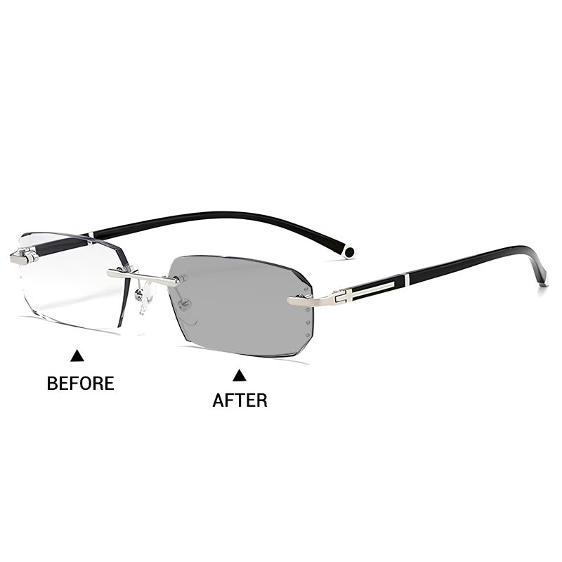 🔥Ultra-lightweight rimless reading glasses with diamond-cut lenses.