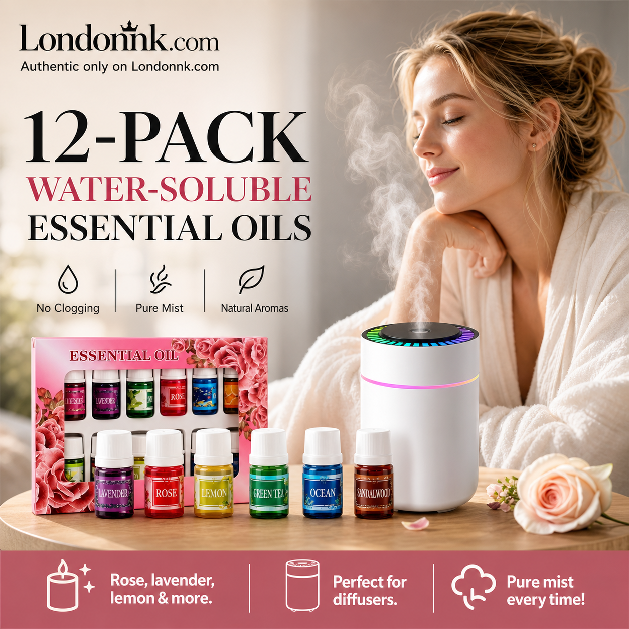 🔥Limited Time 50% Off！🎁🌺The fresh scent lifts your mood！🌷12-Pack Water Soluble Essential Oils Set
