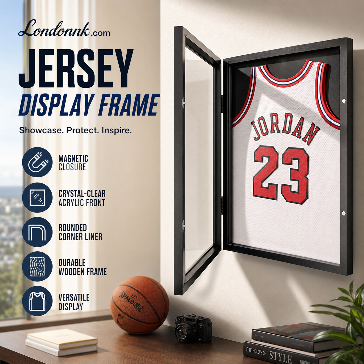 🔥Last Day Sale 60% OFF⏰🖼️👕Wooden Jersey Display Frame with Magnetic Door🎁