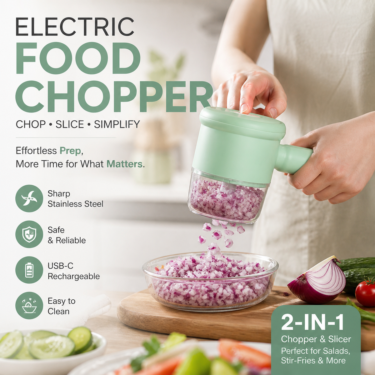 🥳HOT SALE🥳💞50K+ SOLD! Chopper & Slicer – From £19.99! Rechargeable, 2-in-1 & powerful. Prep fast – grab yours! ✅
