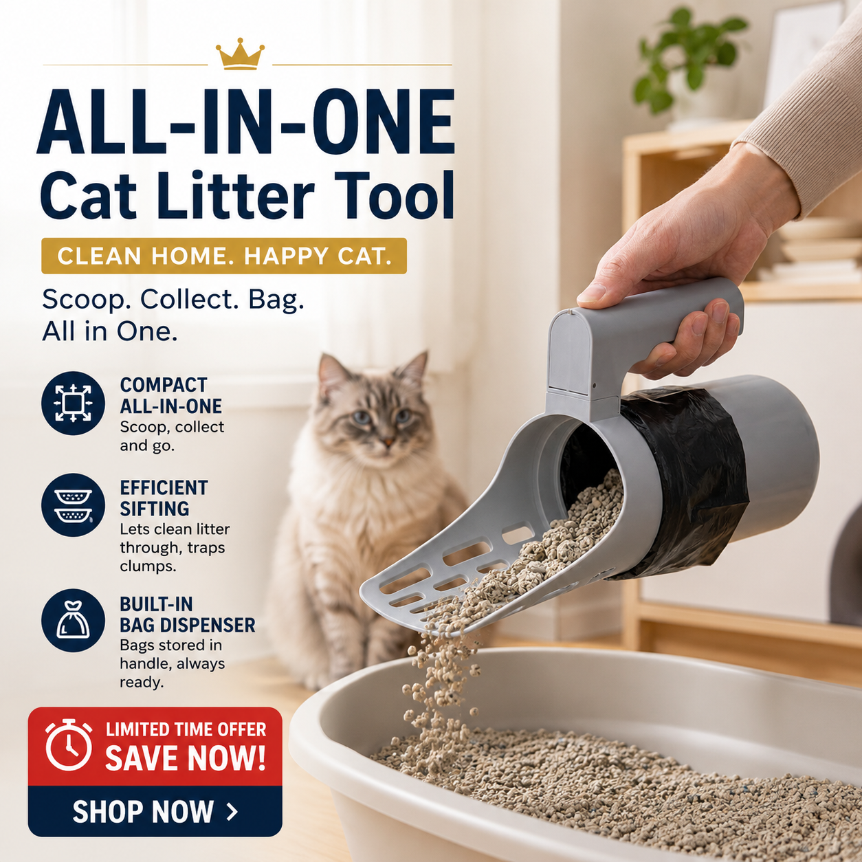 🎉 2026 Sale — Over 34,800 Sold 🧹 Self-Cleaning Litter Scoop – Cat Supply 🗑️