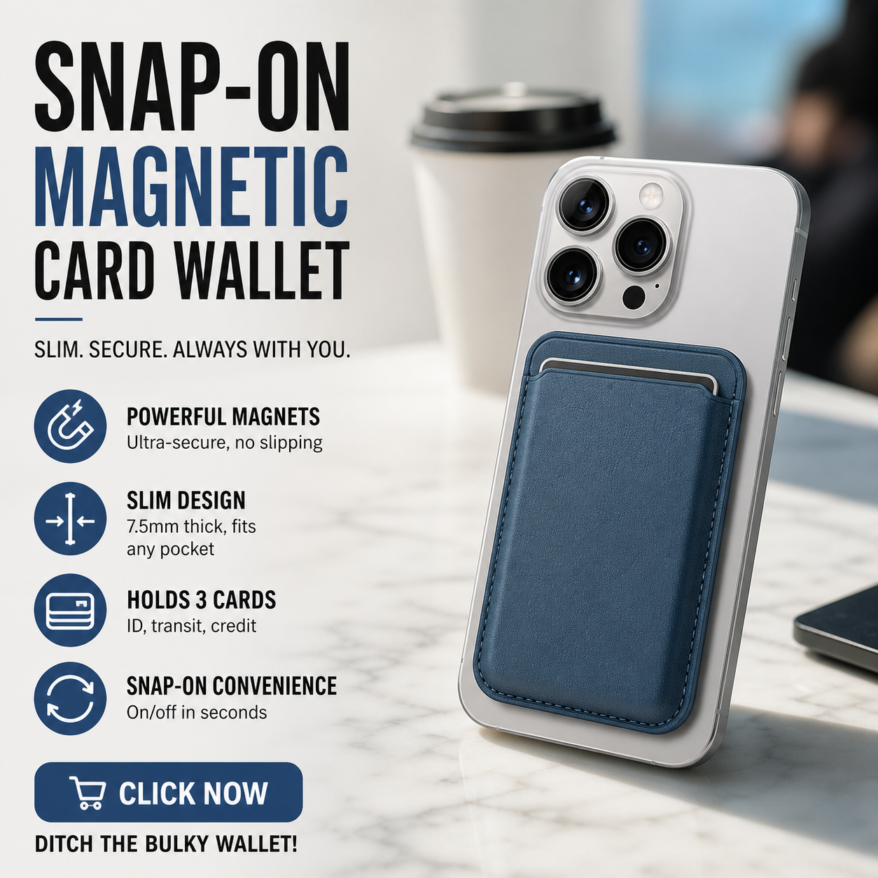 🥳HOT SALE🥳💞49K+ SOLD! Card Wallet – From £4.99! Snap-on, holds 3 cards & ultra-thin. Travel light – grab yours! ✅