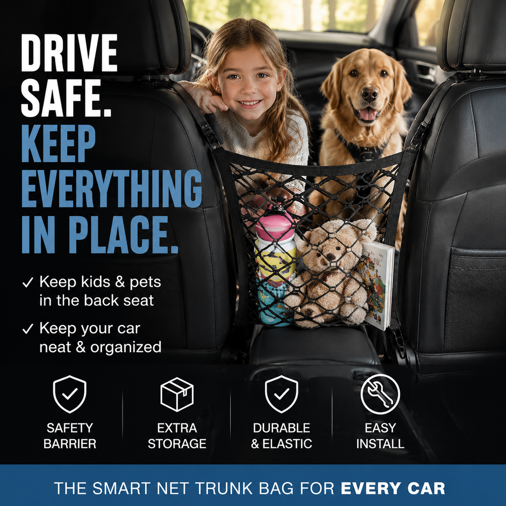 🥳HOT SALE🥳💞50K+ SOLD! Car Net Bag – From £5.99! Keeps pets/kids safe, organizes essentials & easy install. Safe drive – grab yours! ✅