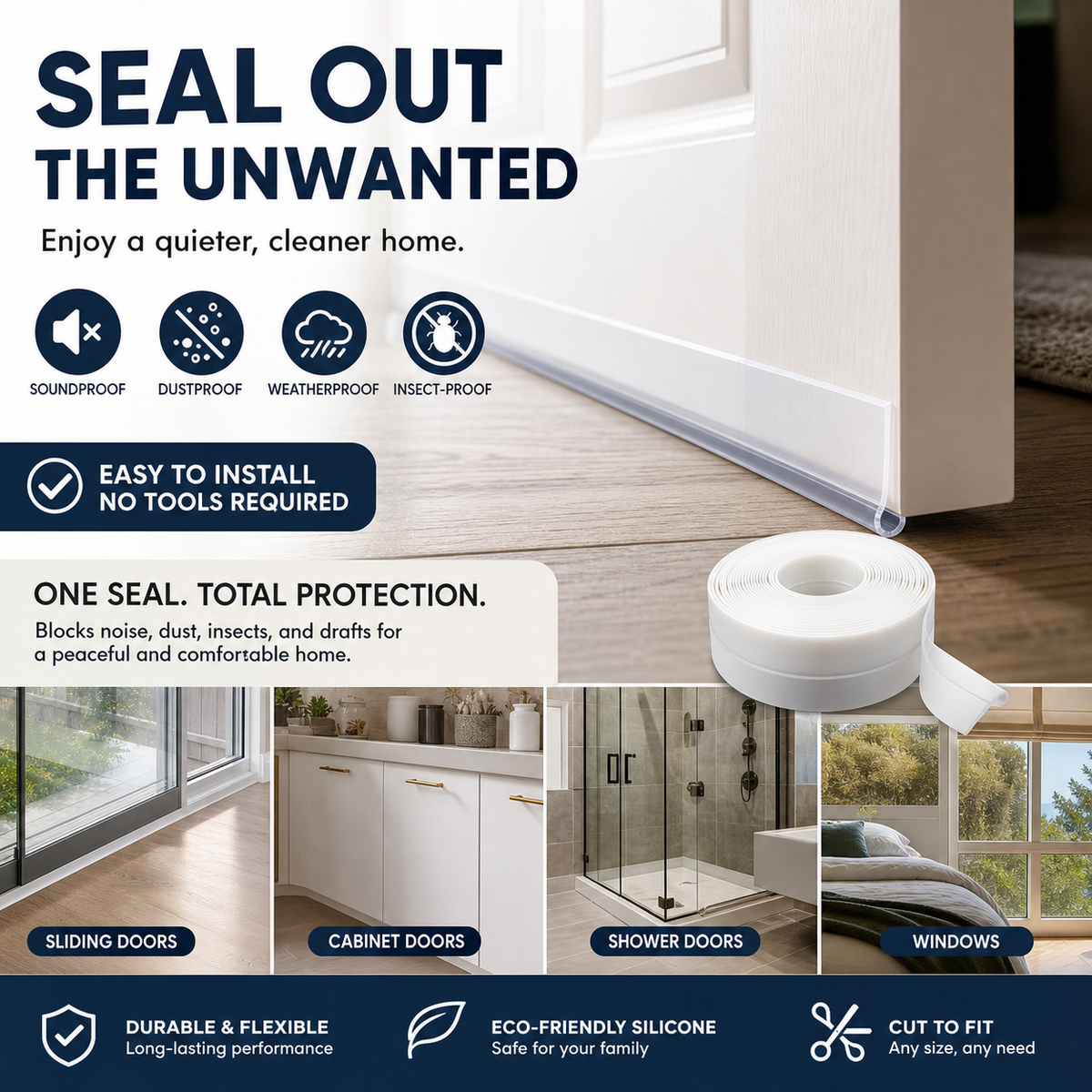 🥳HOT SALE🥳💞50K+ SOLD! Door Seal Strip – BUY 1 GET 1 FREE! 5m, self-adhesive & dust/insect/noise proof. Quiet home – grab yours! ✅