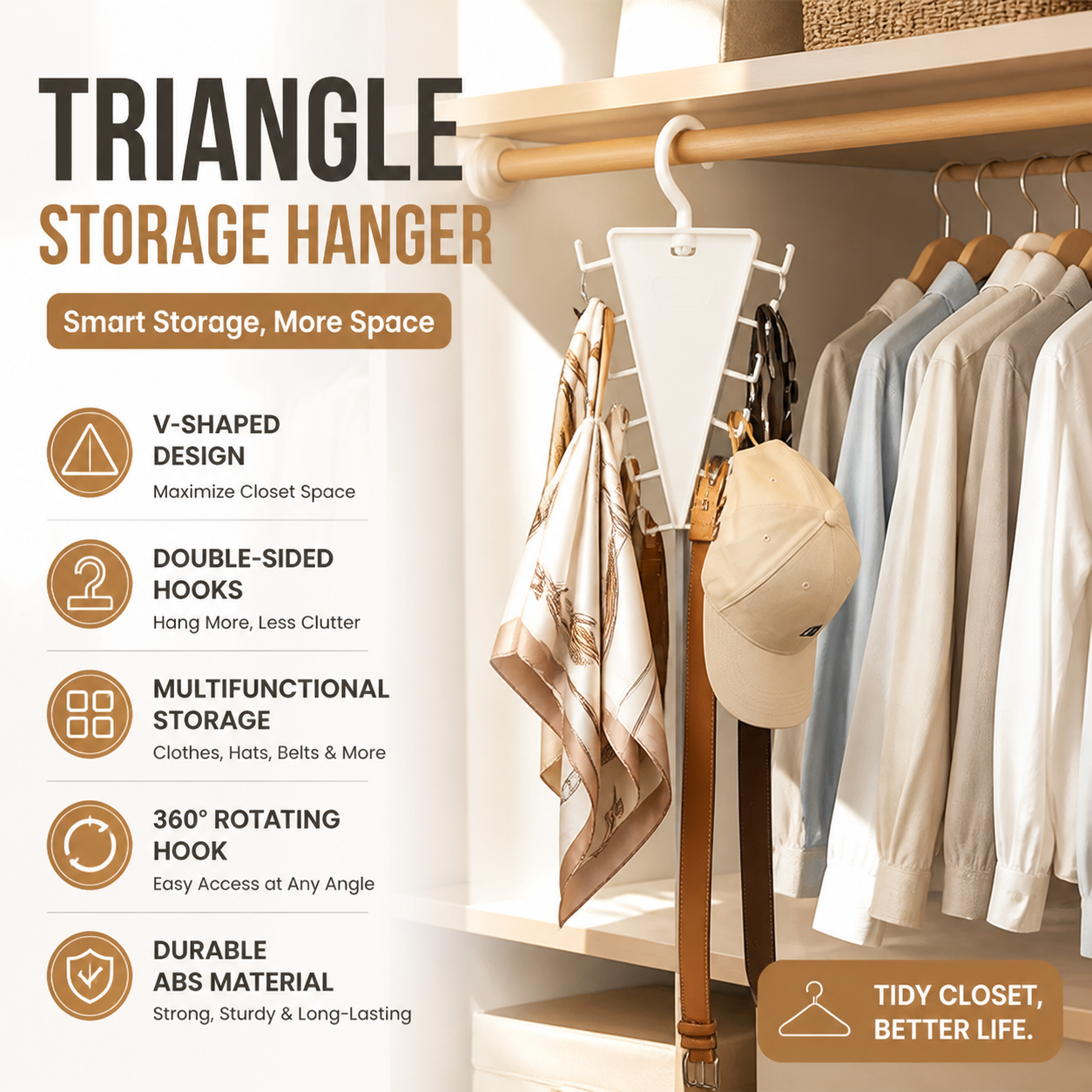 🥳HOT SALE🥳💞50K+ SOLD! Closet Organizer – From £3.99! V-shaped, double hooks & rotating. Tidy closet – grab yours! ✅