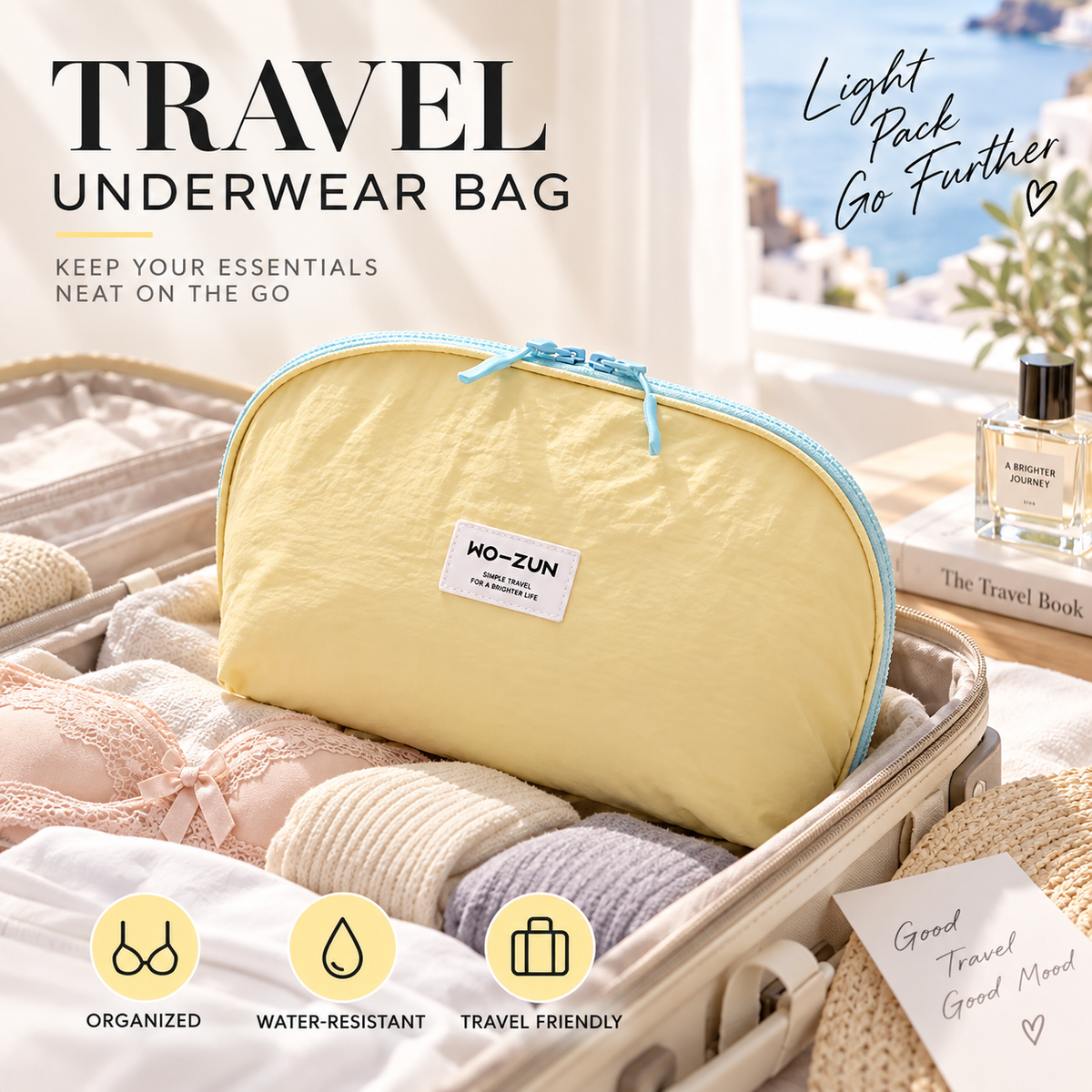 🏆 Last Day Special Price £12.99! 💐 Portable Underwear Travel Organizer – Separate Storage for Bras, Panties & Socks💕