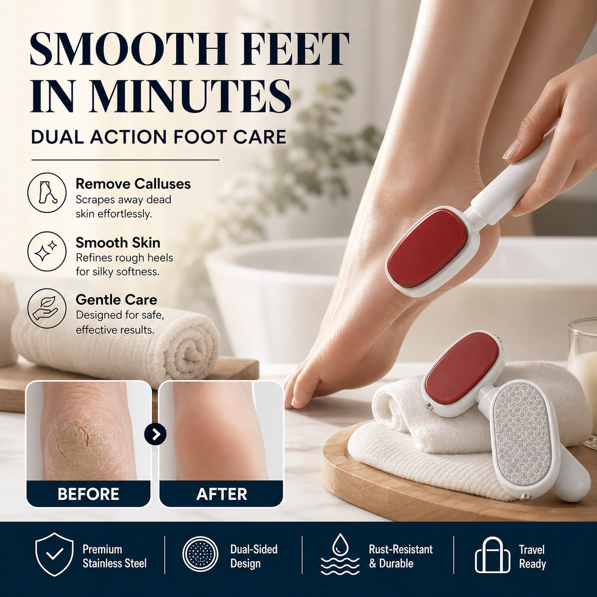 🥳HOT SALE🥳💞15K+ SOLD! Foot Scraper – From £4.99! Premium steel, dual surfaces & travel-ready. Smooth feet instantly – grab yours! ✅