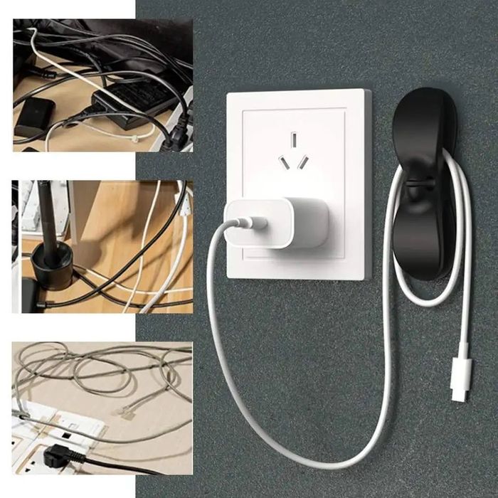 ⚡LAST DAY 45% OFF – Adhesive Cable Management Clips · 35K+ SOLD! · Strong Stick-On, ABS Plastic, Cable-Safe Curve, Universal Fit for Kitchen Appliances, Space-Saving 🔌🧹