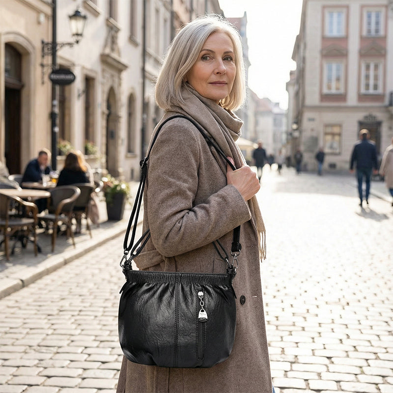⏳Time-Limited Special⏰ Pleated Bucket Leather Handbag – Soft Material, Adjustable Strap & Chic Casual Style ✨