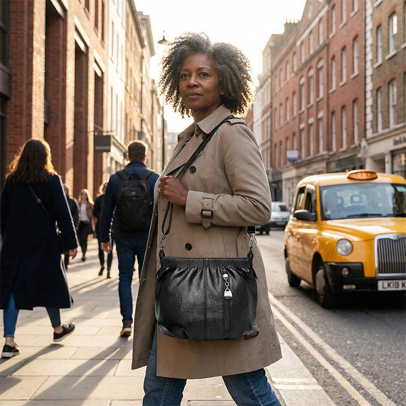 ⏳Time-Limited Special⏰ Pleated Bucket Leather Handbag – Soft Material, Adjustable Strap & Chic Casual Style ✨
