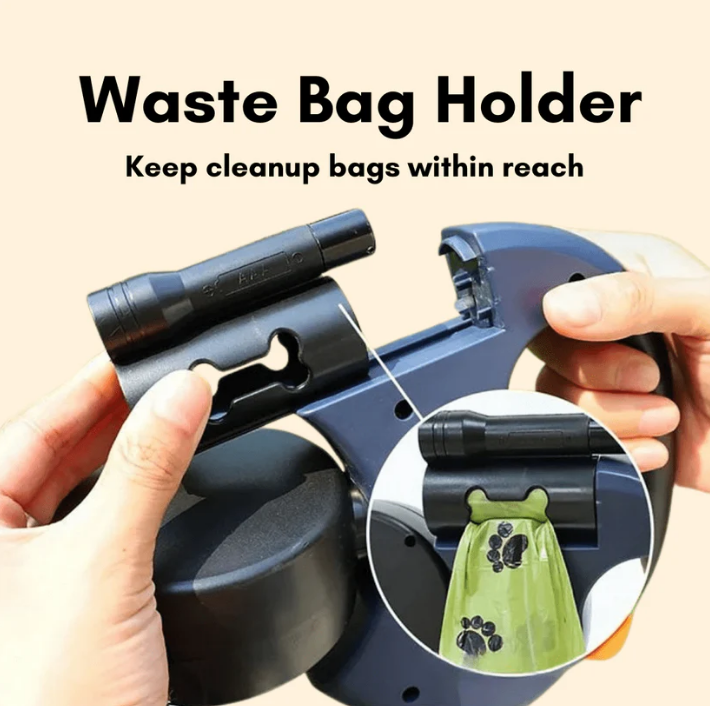 ⏰HOT SALE – LAST CHANCE⏰ Multi-Functional Pet Walking Leash – Retractable 3m, Reflective – Flashlight & Waste Bag Holder – Comfort Grip! 🔥
