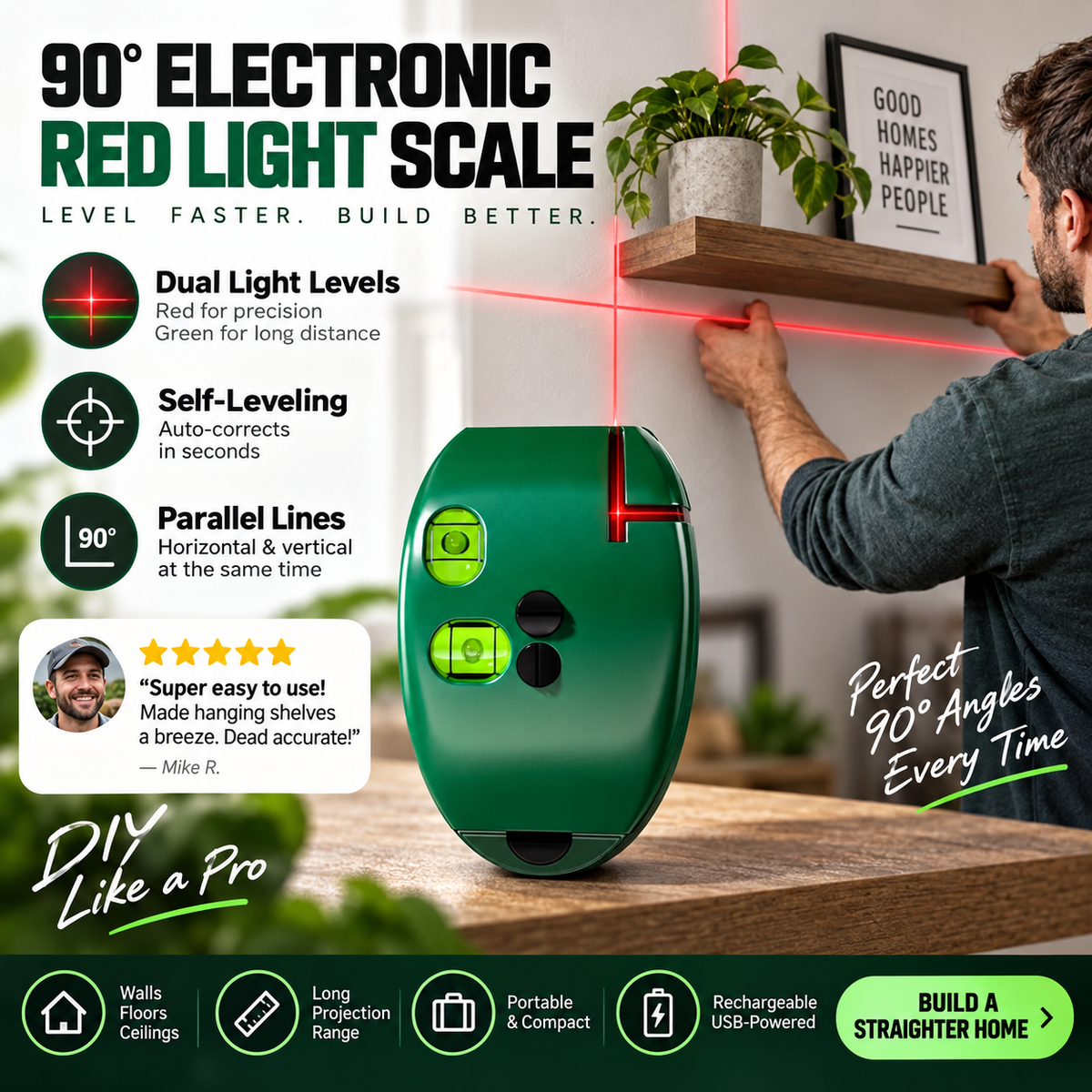 🥳HOT SALE🥳💞30K+ SOLD! Laser Level Square – From £9.99! 90° precision, infrared & portable. Perfect alignment – grab yours! ✅