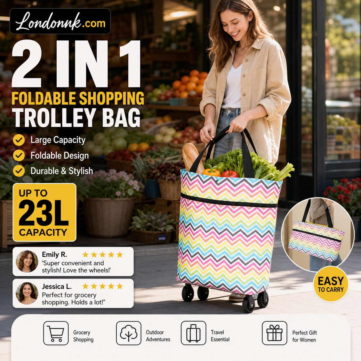 🔥HOT SALE 50% OFF🔥Foldable 2-in-1 Shopping Bag