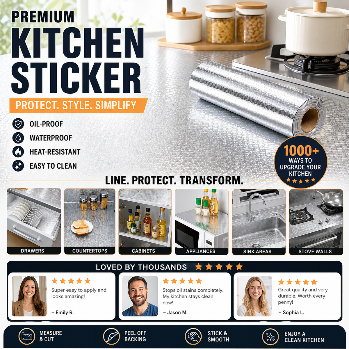 🥳HOT SALE🥳💞49K+ SOLD! Kitchen Sticker – From £5.99! Waterproof, oil-resistant & easy cut. Protect & style – grab yours! ✅