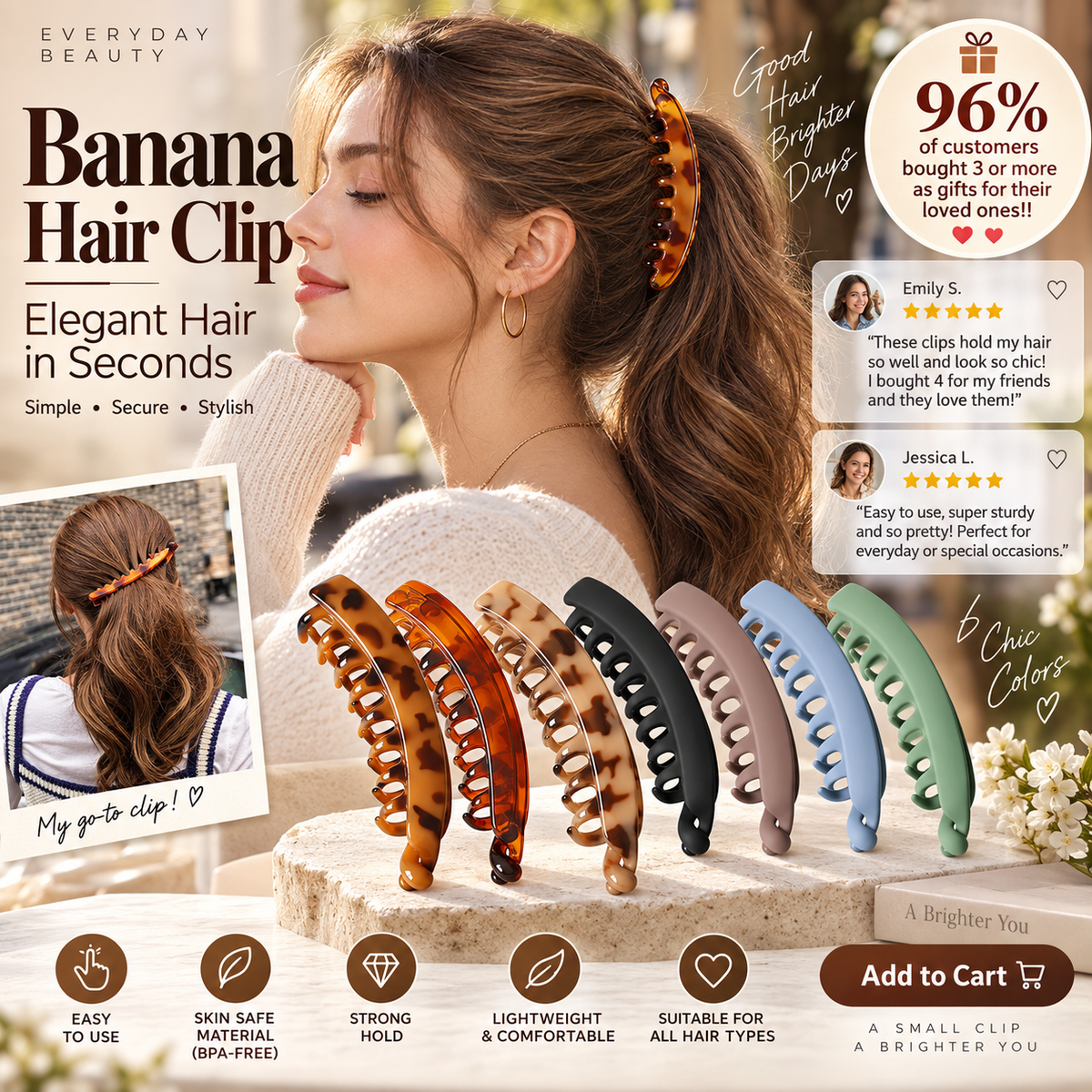 🥳HOT SALE🥳💞50K+ SOLD! Banana Hair Clips – From £6.99! Non-slip, easy open & 6 colors. Elegant ponytails – grab yours! ✅