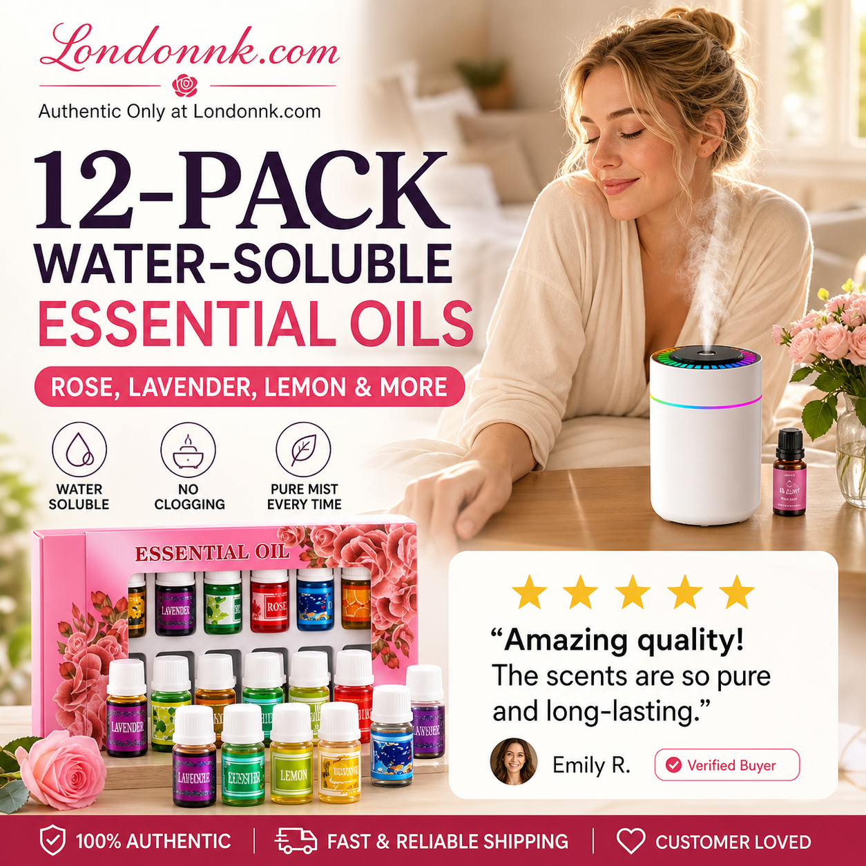 🔥Limited Time 50% Off！🎁🌺The fresh scent lifts your mood！🌷12-Pack Water Soluble Essential Oils Set