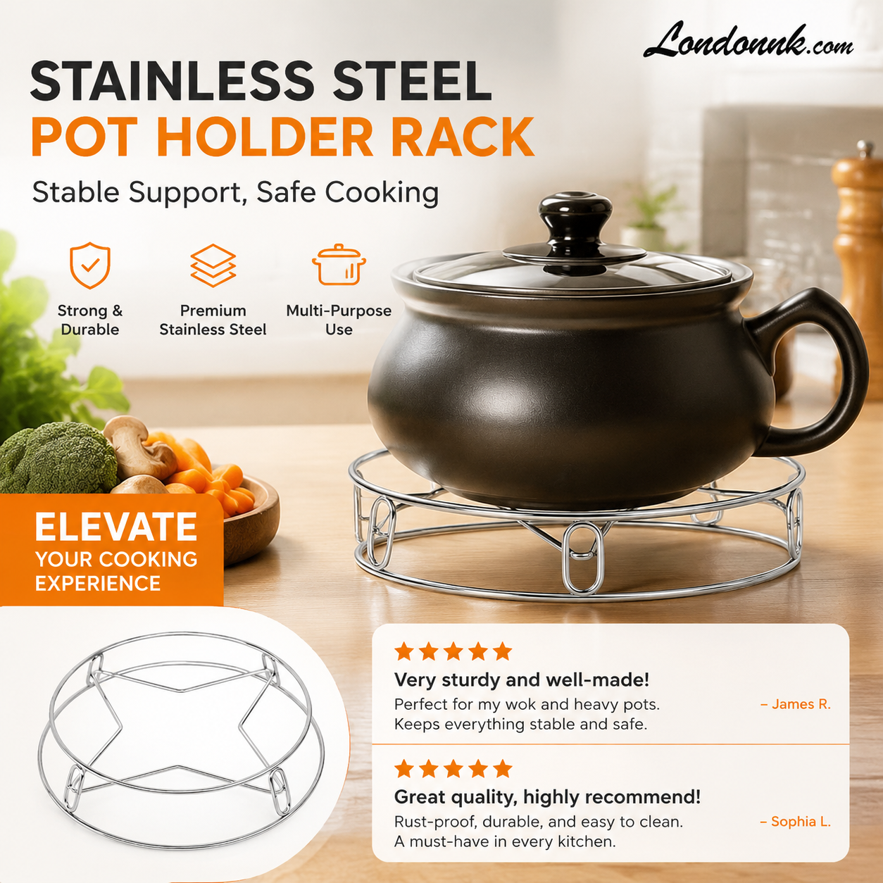 🍲 Pot holder. Stainless steel. Stable. Multi-purpose. Lightweight. 50% OFF. 🔧