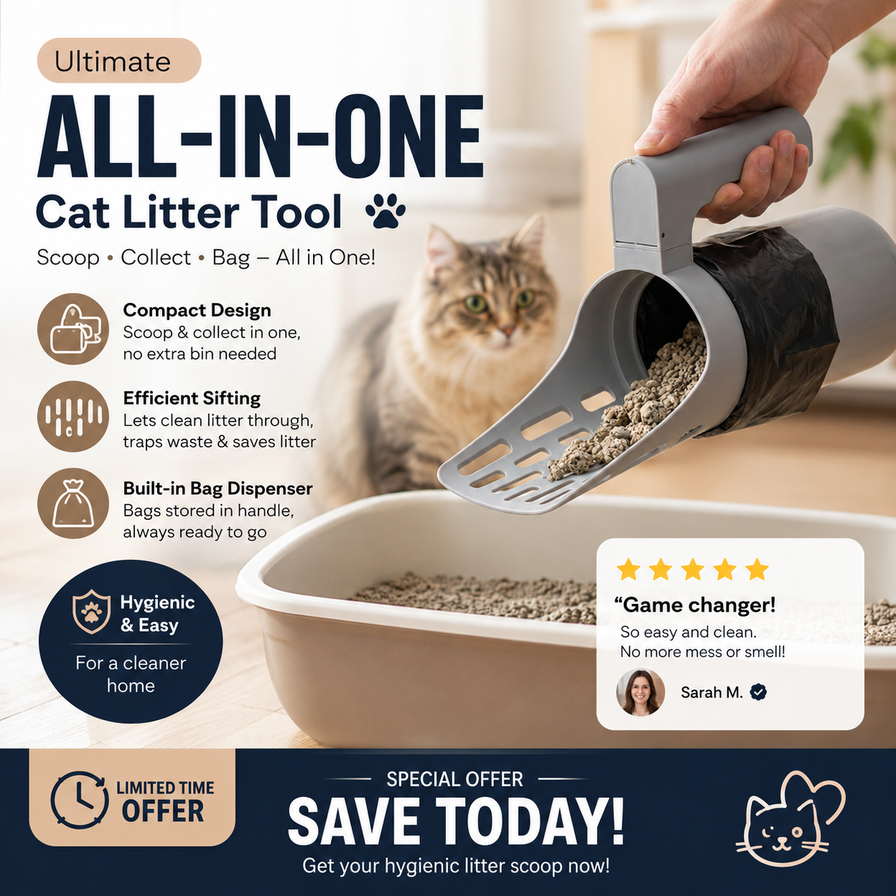 🎉 2026 Sale — Over 34,800 Sold 🧹 Self-Cleaning Litter Scoop – Cat Supply 🗑️