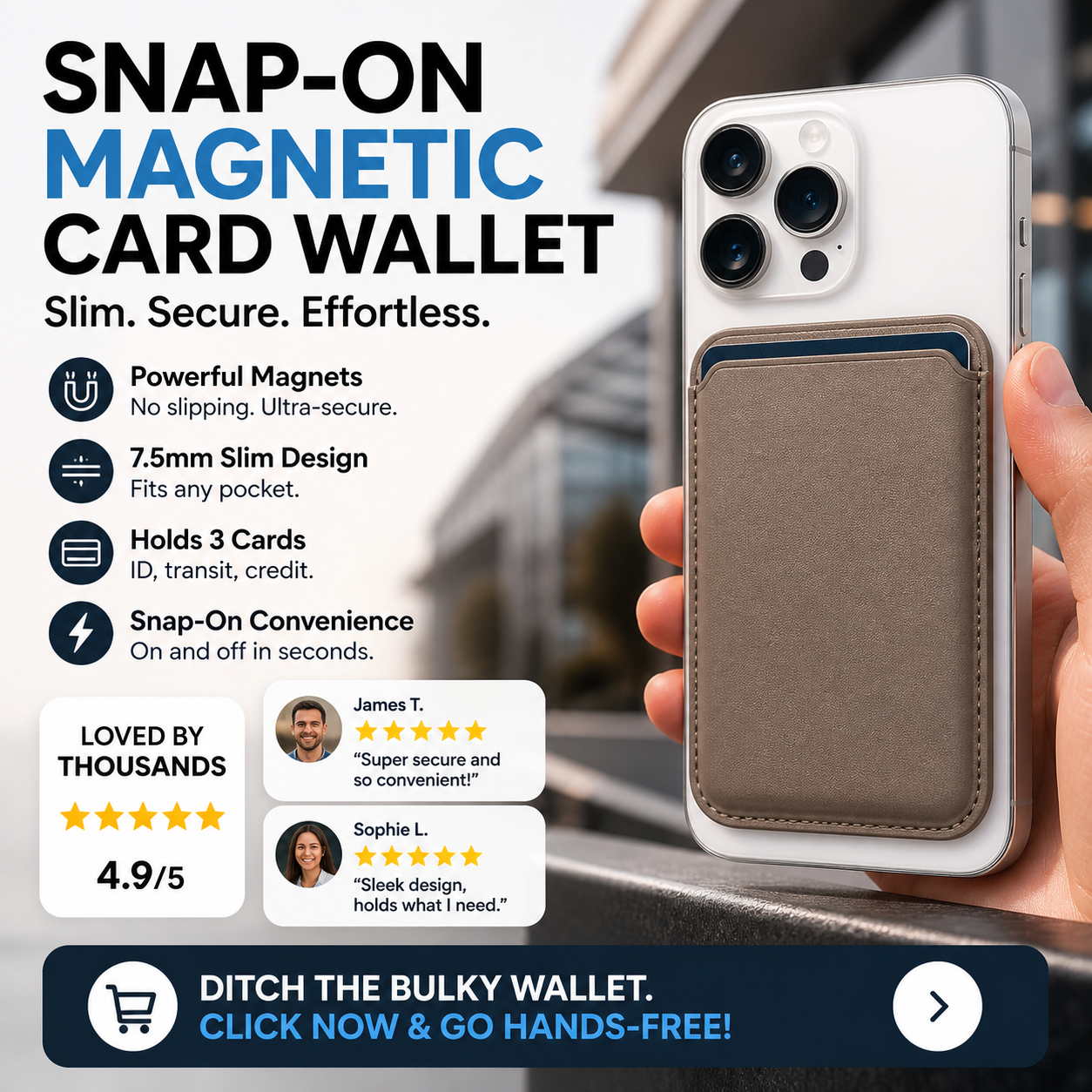 🥳HOT SALE🥳💞49K+ SOLD! Card Wallet – From £4.99! Snap-on, holds 3 cards & ultra-thin. Travel light – grab yours! ✅
