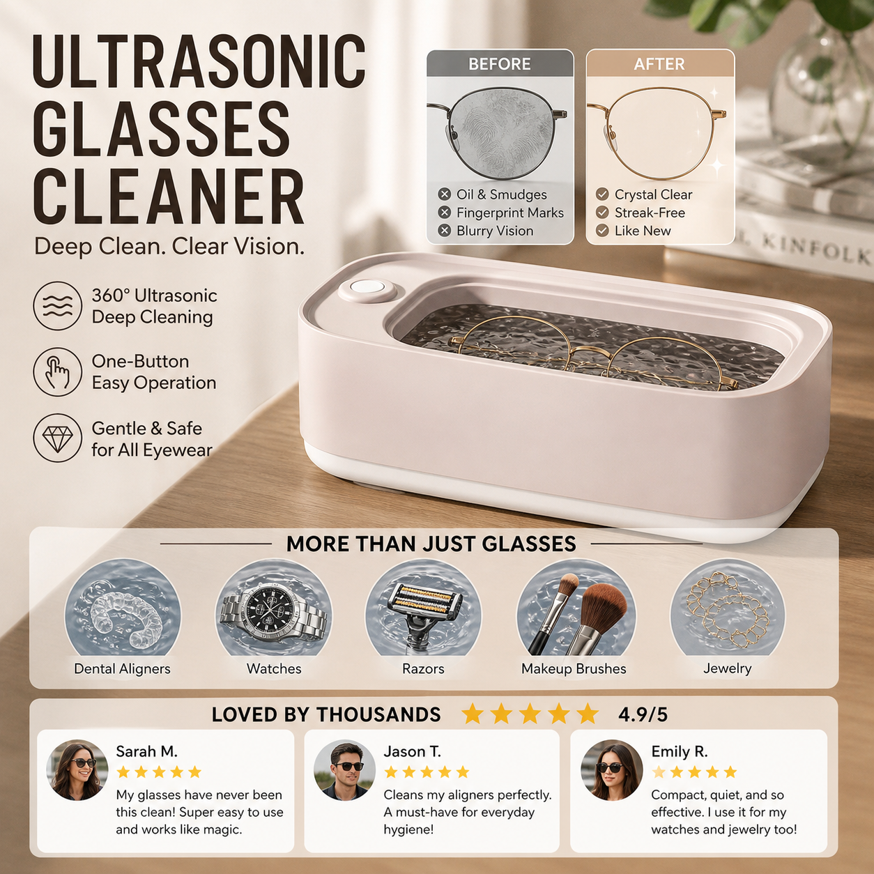 🥳HOT SALE🥳💞49K+ SOLD! Ultrasonic Cleaner – From £14.99! Removes dirt, gentle & portable. Crystal clear glasses – grab yours! ✅