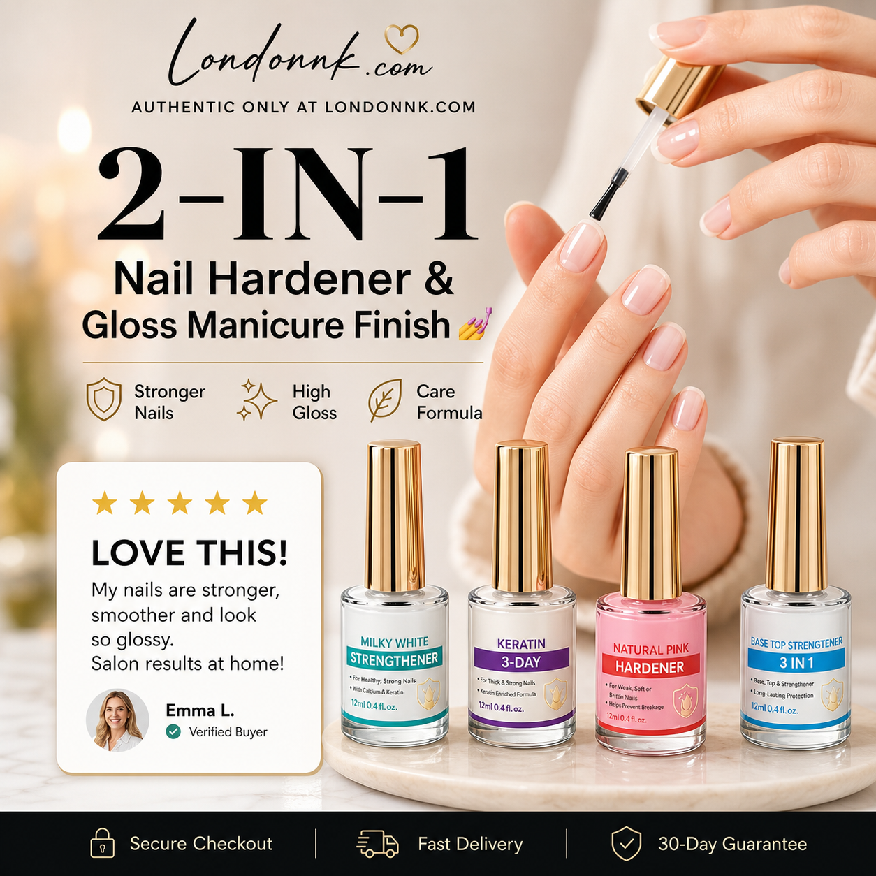 📢📢50% OFF !! ⏰Lilac Glossy Mirror Nail Strengthener