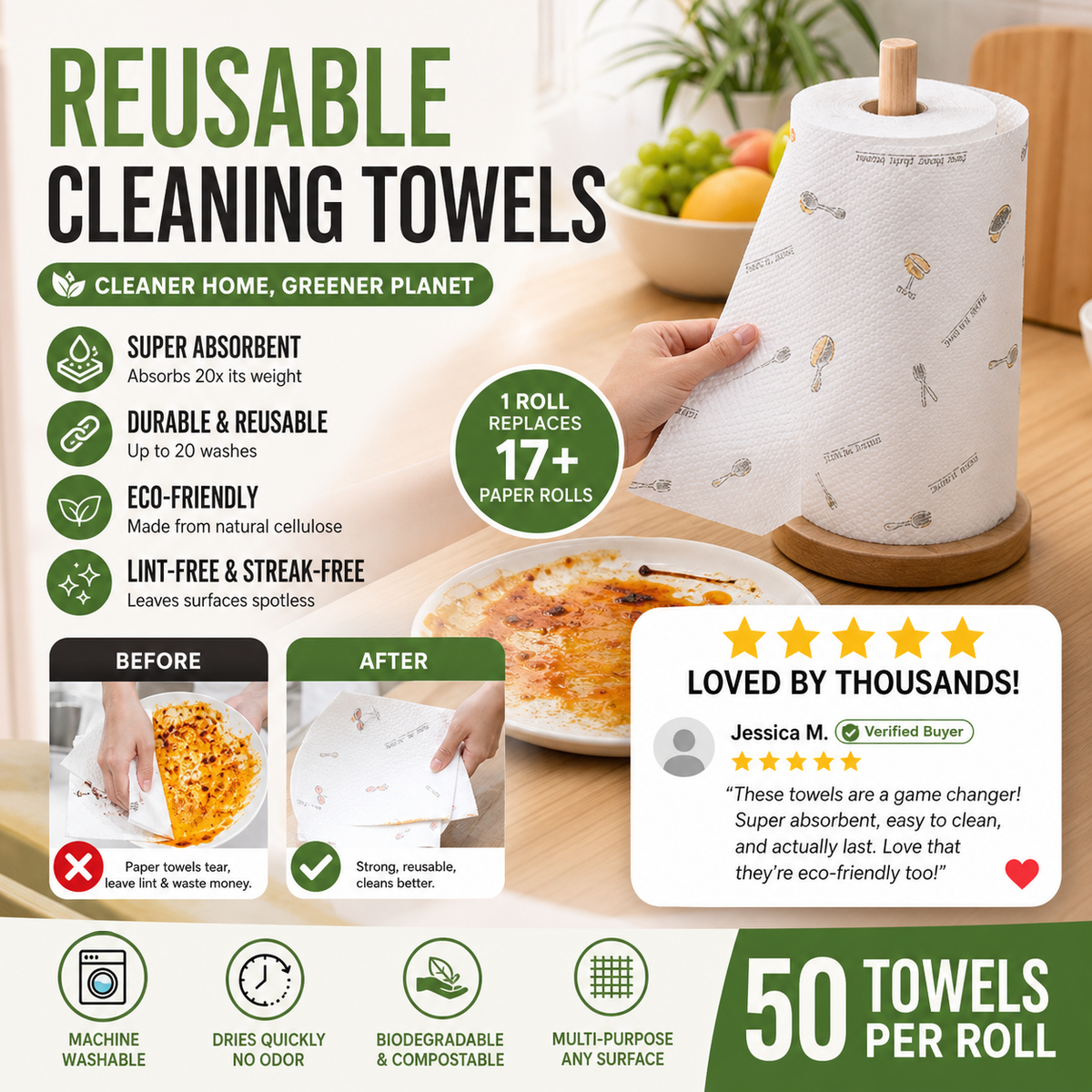 🥳HOT SALE🥳💞50K+ SOLD! Reusable Wipes – From £5.99! Washable, durable & eco-friendly. Save money, protect the planet – grab yours! ✅