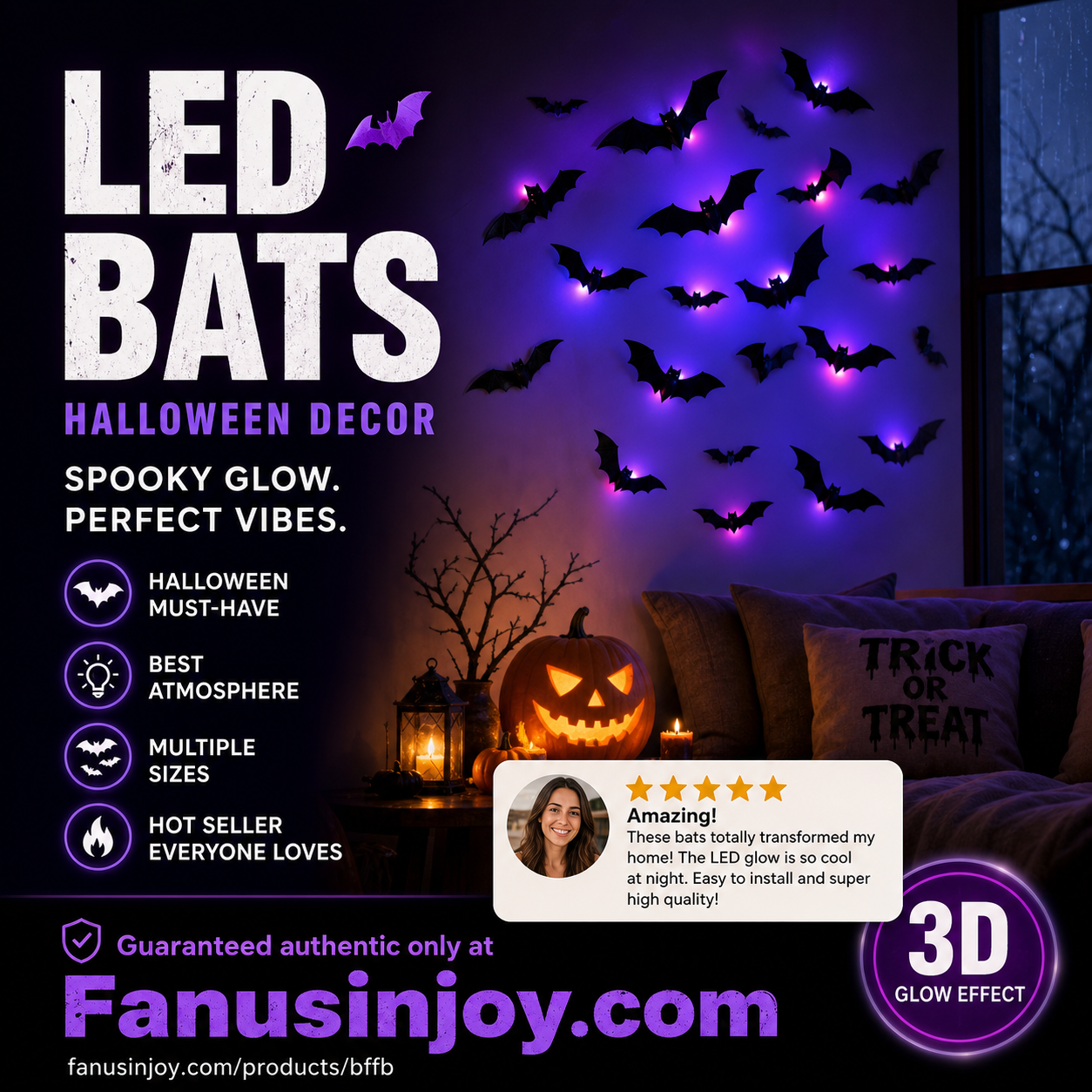 🎃Halloween ✨️Surprise 50% Off！🦇Best Atmosphere‑Boosting Decor！🎃Bats Descend On Your Home！🦇✨3D Bat LED Wall Light Decor