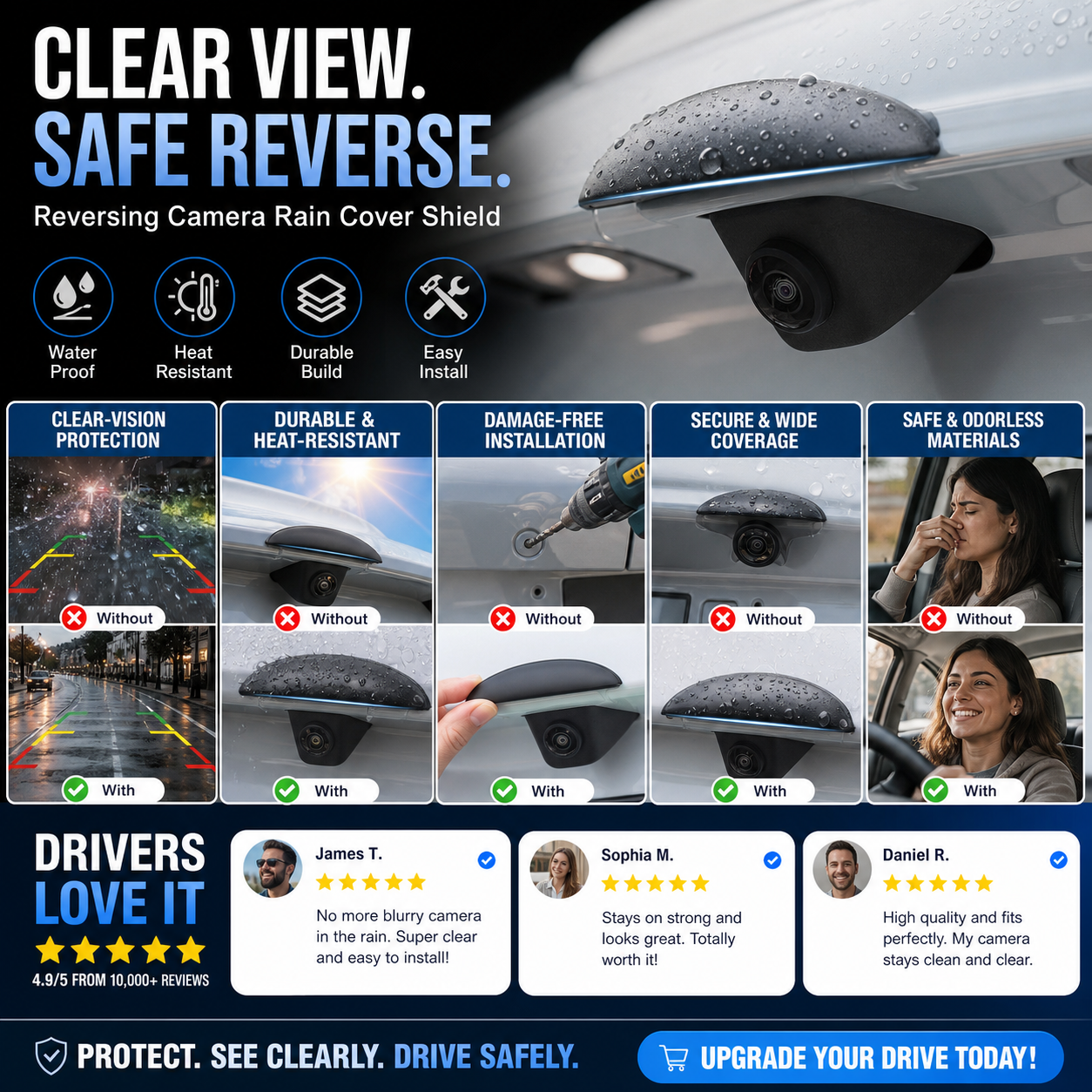 🥳HOT SALE🥳💞50K+ SOLD! Camera Rain Shield – From £3.99(2pk)! Blocks rain, clear view & easy install. Safe reversing – grab yours! ✅