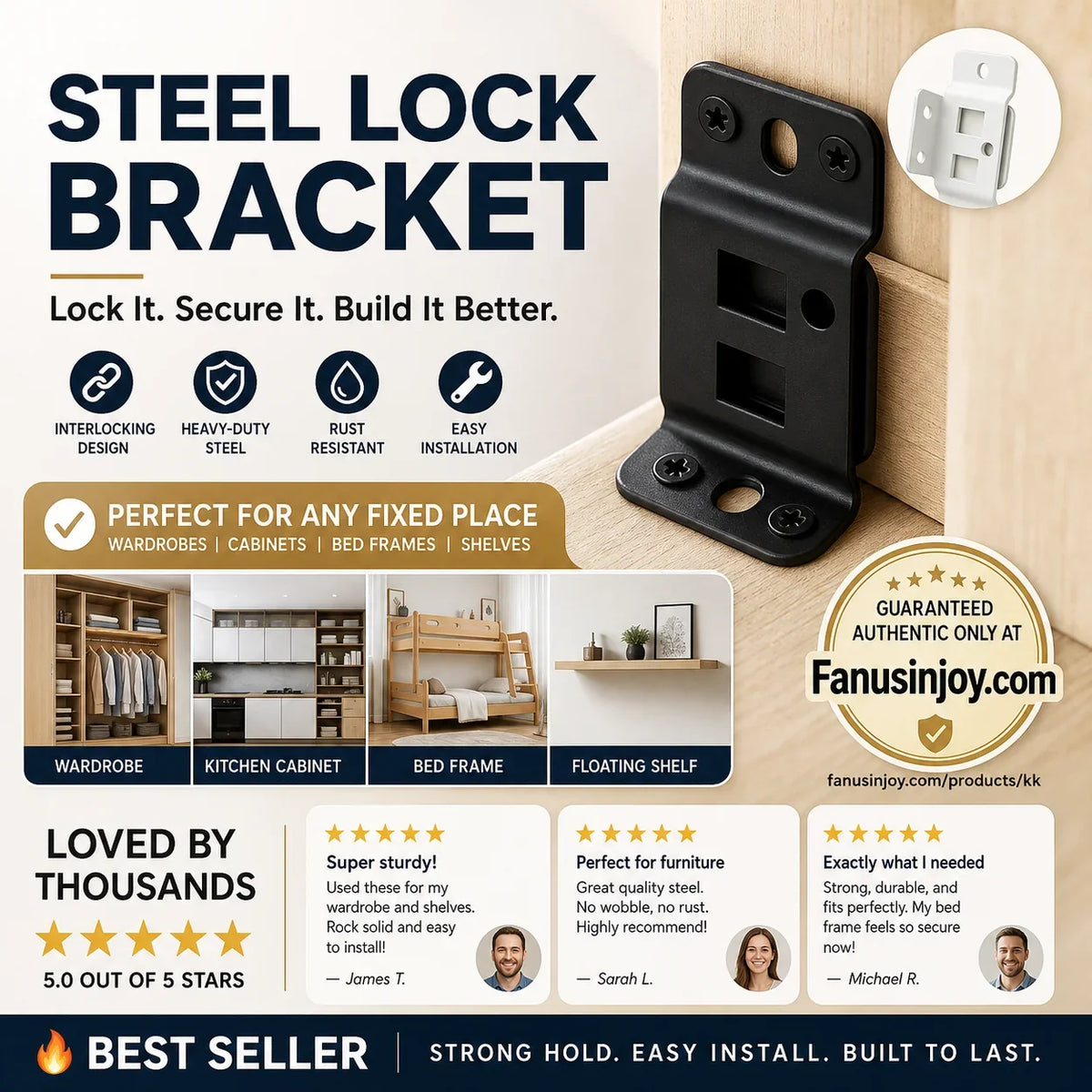🥳HOT SALE🥳💞50K+ SOLD! Shelf Brackets – From £9.99!（10 Pcs） 2-in-1 locking, heavy-duty & rust-resistant. Sturdy shelves – grab yours! ✅