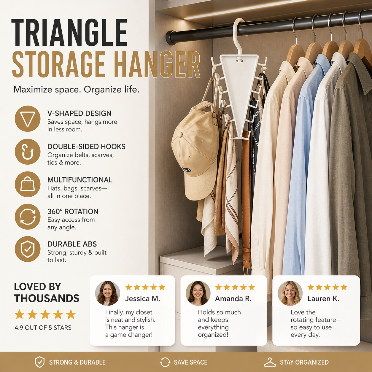 🥳HOT SALE🥳💞50K+ SOLD! Closet Organizer – From £3.99! V-shaped, double hooks & rotating. Tidy closet – grab yours! ✅