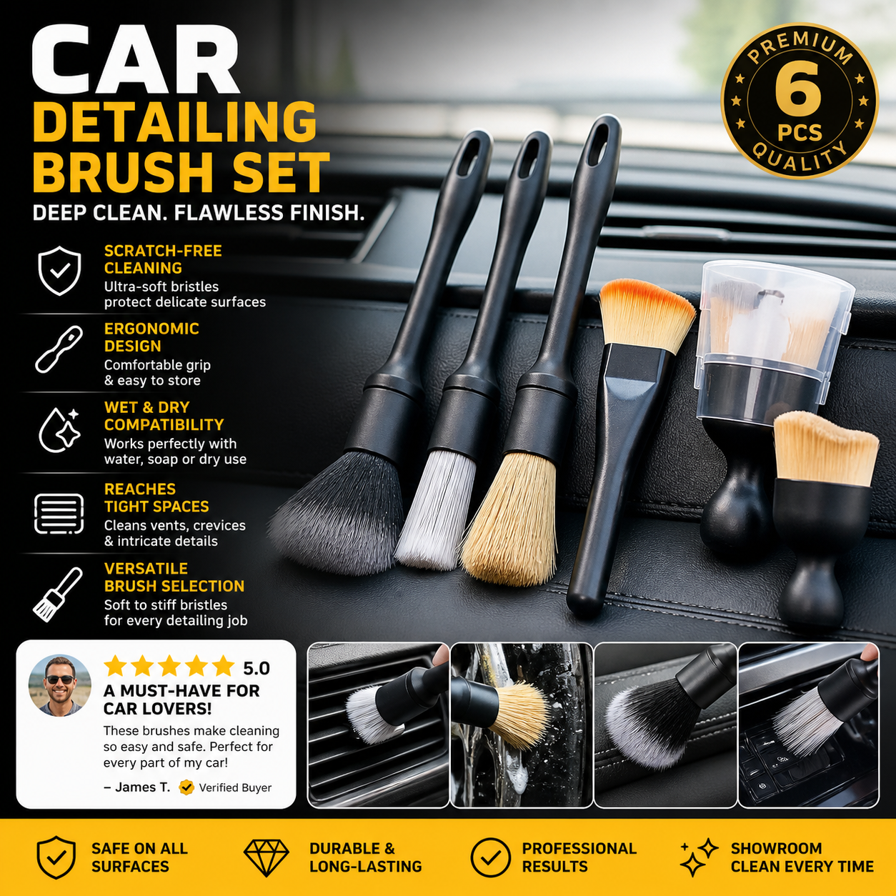 🥳HOT SALE🥳💞50K+ SOLD! Detailing Brush Set – From £5.99! Scratch-free, versatile & ergonomic. Showroom clean – grab yours! ✅