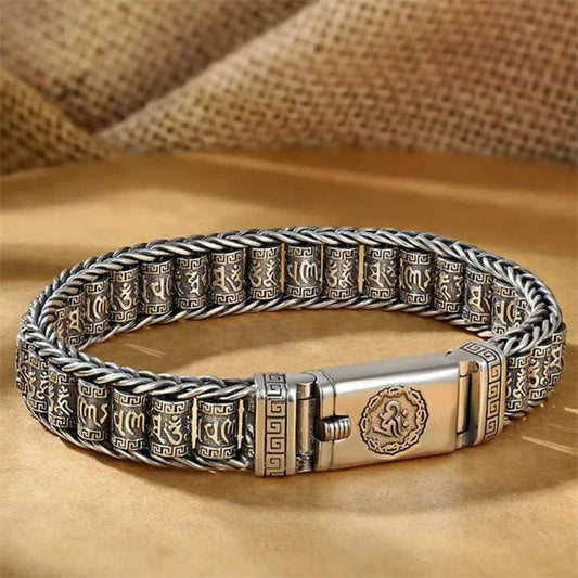 🙏 Lucky Prayer & Protection | Tibetan Wheel Bracelet in 925 Silver | Daily Wear Charm 🔮【60% OFF】
