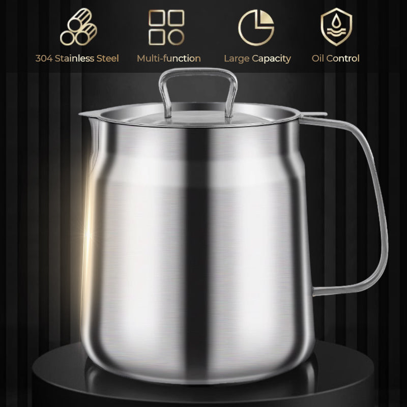 ⏳Limited-time 50% off⏰Large Capacity 304 Stainless Steel Multi-Purpose Oil Filter Container🍟