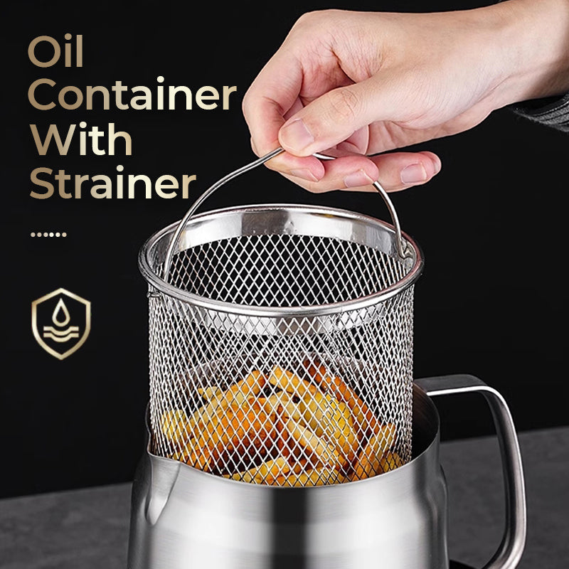 ⏳Limited-time 50% off⏰Large Capacity 304 Stainless Steel Multi-Purpose Oil Filter Container🍟